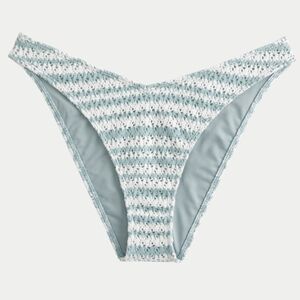 HOLLISTER | Women's Blue/White Crochet-Style High Leg Cheeky Bikini Bott…